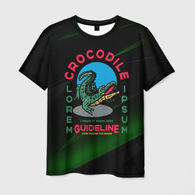 Мужская футболка 3D с принтом Crocodile  Крокодил в Курске, 100% полиэфир | прямой крой, круглый вырез горловины, длина до линии бедер | crocodile | брэнд | кроко | крокодил
