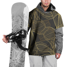 Накидка на куртку 3D с принтом Цветы, линии, узоры в Екатеринбурге, 100% полиэстер |  | абстракция | графика | золото | линии | узоры | цветы