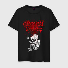 Мужская футболка хлопок с принтом Cannibal Corpse skeleton в Петрозаводске, 100% хлопок | прямой крой, круглый вырез горловины, длина до линии бедер, слегка спущенное плечо. | baby | blood | butchered at birth | cannibal corpse | skeleton | каннибал корпс | кровь | малыш | скелет | труп каннибала