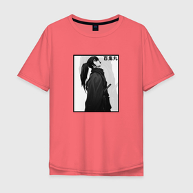 Мужская футболка хлопок Oversize с принтом Задумчивый Хяккимару в Тюмени, 100% хлопок | свободный крой, круглый ворот, “спинка” длиннее передней части | anime | dororo | hyakkimaru | аниме | анимэ | дороро | хяккимару