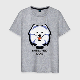 Мужская футболка хлопок с принтом Самоед Team в Кировске, 100% хлопок | прямой крой, круглый вырез горловины, длина до линии бедер, слегка спущенное плечо. | домашние животные | животные | самоед | самоедская собака | собака