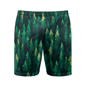 Мужские шорты спортивные с принтом Еловый лес   spruce forest ,  |  | дерево | деревья | елка | елки | еловый лес | зелёный | зеленый лес | лес | лес минимализм | лесок | лесочек | цвет