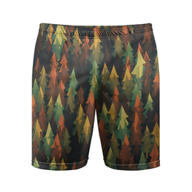 Мужские шорты спортивные с принтом Spruce forest ,  |  | дерево | деревья | елка | елки | еловый лес | зелёный | зеленый лес | лес | лес минимализм | лесок | лесочек | цвет