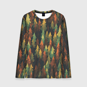 Мужской лонгслив 3D с принтом Spruce forest в Петрозаводске, 100% полиэстер | длинные рукава, круглый вырез горловины, полуприлегающий силуэт | дерево | деревья | елка | елки | еловый лес | зелёный | зеленый лес | лес | лес минимализм | лесок | лесочек | цвет