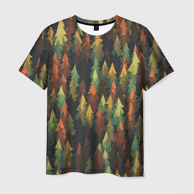 Мужская футболка 3D с принтом Spruce forest , 100% полиэфир | прямой крой, круглый вырез горловины, длина до линии бедер | дерево | деревья | елка | елки | еловый лес | зелёный | зеленый лес | лес | лес минимализм | лесок | лесочек | цвет