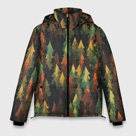 Мужская зимняя куртка 3D с принтом Spruce forest в Тюмени, верх — 100% полиэстер; подкладка — 100% полиэстер; утеплитель — 100% полиэстер | длина ниже бедра, свободный силуэт Оверсайз. Есть воротник-стойка, отстегивающийся капюшон и ветрозащитная планка. 

Боковые карманы с листочкой на кнопках и внутренний карман на молнии. | дерево | деревья | елка | елки | еловый лес | зелёный | зеленый лес | лес | лес минимализм | лесок | лесочек | цвет