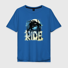 Мужская футболка хлопок Oversize с принтом Ride Ski в Белгороде, 100% хлопок | свободный крой, круглый ворот, “спинка” длиннее передней части | ride | горы | зима | кататься | лес | лыжи | лыжники | лыжня | мороз | снег