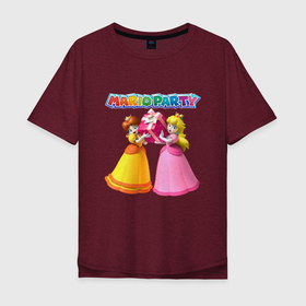 Мужская футболка хлопок Oversize с принтом Mario Party   Nintendo в Белгороде, 100% хлопок | свободный крой, круглый ворот, “спинка” длиннее передней части | crown | deisy | dress | eyes | gift | girl | hairstyle | mario party | nintendo | princess peach | глаза | девушка | дейзи | корона | марио вечеринка | нинтендо | платье | подарок | причёска
