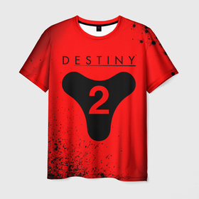 Мужская футболка 3D с принтом DESTINY 2   Арт в Белгороде, 100% полиэфир | прямой крой, круглый вырез горловины, длина до линии бедер | destiny | destiny 2 | logo | mmo | mmorpg | online | rpg | дестини | дестини 2 | игра | игры | краска | краски | лого | логотип | ммо | мморпг | онлайн | рпг | символ | символы