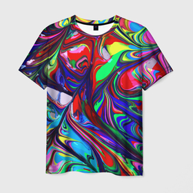 Мужская футболка 3D с принтом Vanguard color pattern   Expression в Кировске, 100% полиэфир | прямой крой, круглый вырез горловины, длина до линии бедер | Тематика изображения на принте: abstraction | color | expression | fashion | pattern | vanguard | абстракция | авангард | мода | узор | цвет | экспрессия