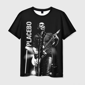Мужская футболка 3D с принтом Placebo Пласибо рок группа в Екатеринбурге, 100% полиэфир | прямой крой, круглый вырез горловины, длина до линии бедер | Тематика изображения на принте: brain molko | placebo | red hot chili peppers | rock | rock music | stefan olsdal | steve hewitt | брайан молко | британский рок | пласибо | плацебо | рок | рок группы | стив хьюитт