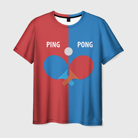 Мужская футболка 3D с принтом PING PONG (теннис) в Петрозаводске, 100% полиэфир | прямой крой, круглый вырез горловины, длина до линии бедер | Тематика изображения на принте: ping pong | sport | tennis | настольный теннис | пинг понг | ракетка | спорт | теннис | теннисная ракетка