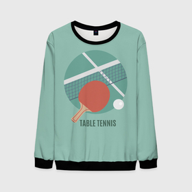 Мужской свитшот 3D с принтом TABLE TENNIS (Теннис) в Екатеринбурге, 100% полиэстер с мягким внутренним слоем | круглый вырез горловины, мягкая резинка на манжетах и поясе, свободная посадка по фигуре | ping pong | sport | tennis | настольный теннис | пинг понг | ракетка | спорт | теннис