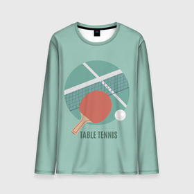 Мужской лонгслив 3D с принтом TABLE TENNIS (Теннис) в Тюмени, 100% полиэстер | длинные рукава, круглый вырез горловины, полуприлегающий силуэт | Тематика изображения на принте: ping pong | sport | tennis | настольный теннис | пинг понг | ракетка | спорт | теннис