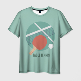 Мужская футболка 3D с принтом TABLE TENNIS (Теннис) в Курске, 100% полиэфир | прямой крой, круглый вырез горловины, длина до линии бедер | ping pong | sport | tennis | настольный теннис | пинг понг | ракетка | спорт | теннис