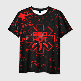 Мужская футболка 3D с принтом Red Hot Chili Peppers, лого в Кировске, 100% полиэфир | прямой крой, круглый вырез горловины, длина до линии бедер | red hot chili peppers | rhcp | rock music | горячий чилийский перец | красный горячий чили перец | ред хот чили пеперс | рок группы