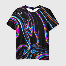 Мужская футболка 3D с принтом Vanguard pattern   Neon в Петрозаводске, 100% полиэфир | прямой крой, круглый вырез горловины, длина до линии бедер | abstraction | fashion | neon | pattern | vanguard | абстракция | авангард | мода | неон | узор
