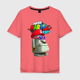 Мужская футболка хлопок Oversize с принтом Super Mario Odyssey   Nintendo   Video game в Санкт-Петербурге, 100% хлопок | свободный крой, круглый ворот, “спинка” длиннее передней части | earring | moustache | nintendo | odyssey | super mario | video game | видеоигра | нинтендо | очки | серьга | супер марио