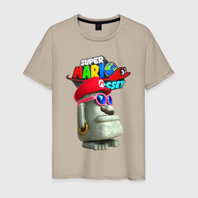 Мужская футболка хлопок с принтом Super Mario Odyssey   Nintendo   Video game в Курске, 100% хлопок | прямой крой, круглый вырез горловины, длина до линии бедер, слегка спущенное плечо. | earring | moustache | nintendo | odyssey | super mario | video game | видеоигра | нинтендо | очки | серьга | супер марио