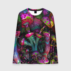 Мужской лонгслив 3D с принтом Вот такие грибочки   Pattern   Психоделика в Кировске, 100% полиэстер | длинные рукава, круглый вырез горловины, полуприлегающий силуэт | Тематика изображения на принте: color | fashion | mushroom | pattern | грибы | мода | узор | цвет