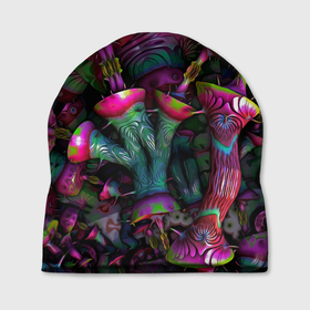 Шапка 3D с принтом Вот такие грибочки   Pattern   Психоделика , 100% полиэстер | универсальный размер, печать по всей поверхности изделия | color | fashion | mushroom | pattern | грибы | мода | узор | цвет