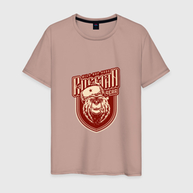 Мужская футболка хлопок с принтом Russia   Медведь в Екатеринбурге, 100% хлопок | прямой крой, круглый вырез горловины, длина до линии бедер, слегка спущенное плечо. | bear | russia | животные | медведь | патриот | россия | россиянин | русская | русский | страна | триколор | флаг