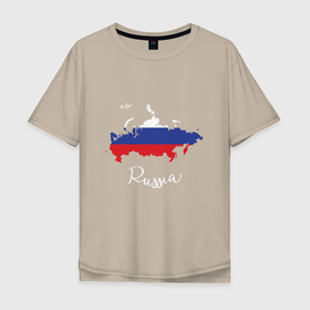 Мужская футболка хлопок Oversize с принтом Map Russia в Белгороде, 100% хлопок | свободный крой, круглый ворот, “спинка” длиннее передней части | russia | патриот | россия | россиянин | русская | русский | страна | триколор | флаг