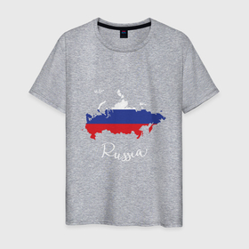 Мужская футболка хлопок с принтом Map Russia в Курске, 100% хлопок | прямой крой, круглый вырез горловины, длина до линии бедер, слегка спущенное плечо. | russia | патриот | россия | россиянин | русская | русский | страна | триколор | флаг