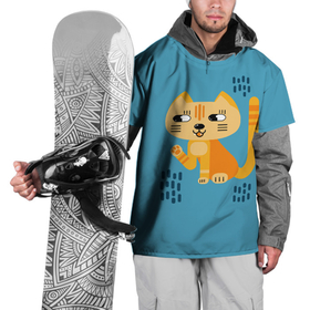 Накидка на куртку 3D с принтом Рыжий кот в геометрическом стиле в Екатеринбурге, 100% полиэстер |  | Тематика изображения на принте: геометрический стиль | кот | котенок | котик | кошачий | кошка | лапа | лапка | мультяшный стиль | оранжевый | плоский стиль | рыжий | синий фон | стилизованный | упрощенный стиль