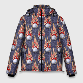 Мужская зимняя куртка 3D с принтом Волейбольные мячи в огне , верх — 100% полиэстер; подкладка — 100% полиэстер; утеплитель — 100% полиэстер | длина ниже бедра, свободный силуэт Оверсайз. Есть воротник-стойка, отстегивающийся капюшон и ветрозащитная планка. 

Боковые карманы с листочкой на кнопках и внутренний карман на молнии. | a game | ball | championship | club | league | playground | sport | team | tournament | volleyball | волейбол | волейбольный мяч | игра | клуб | лига | площадка | спорт | турнир | чемпионат