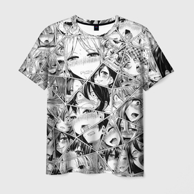 Мужская футболка 3D с принтом Manga Ahegao 2.0 в Тюмени, 100% полиэфир | прямой крой, круглый вырез горловины, длина до линии бедер | ahegao | anime | manga | senpai | waifu | аниме | ахегао | вайфу | коллаж | манга | паттерн | сенрай
