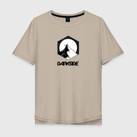 Мужская футболка хлопок Oversize с принтом Тёмная сторона гор , 100% хлопок | свободный крой, круглый ворот, “спинка” длиннее передней части | 