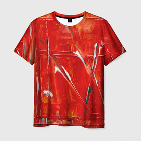 Мужская футболка 3D с принтом Красный и пестрый в Санкт-Петербурге, 100% полиэфир | прямой крой, круглый вырез горловины, длина до линии бедер | веселый | веселье | детям | икс | красный | крест | линия | настроение | пестрый | петрушка | полоса | полосы | радостный | ребенок | скоморох | стена | стройка | яркий