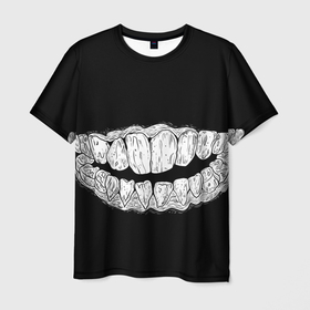 Мужская футболка 3D с принтом Зубы Каонаси в Новосибирске, 100% полиэфир | прямой крой, круглый вырез горловины, длина до линии бедер | зубы | каонаси | пломбы | рот | челюсть