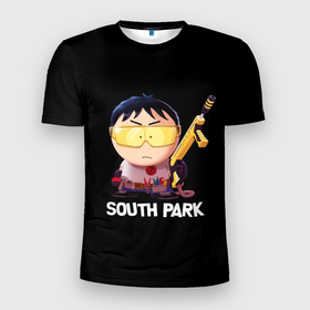Мужская футболка 3D Slim с принтом Южный парк   South Park в Рязани, 100% полиэстер с улучшенными характеристиками | приталенный силуэт, круглая горловина, широкие плечи, сужается к линии бедра | south park | мультфильм | саус парк | сауспарк | сериал | южный парк