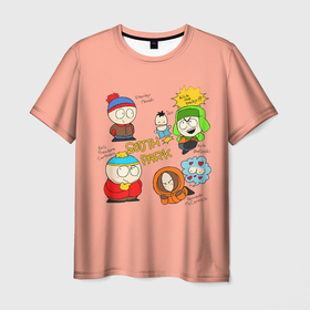Мужская футболка 3D с принтом Южный парк персонажи South Park в Белгороде, 100% полиэфир | прямой крой, круглый вырез горловины, длина до линии бедер | eric | kenny | kyle | south park | stanley | кайл | кенни | мультфильм | саус парк | сауспарк | сериал | стэн | эрик | южный парк
