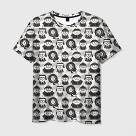 Мужская футболка 3D с принтом Южный парк   персонажи South Park в Петрозаводске, 100% полиэфир | прямой крой, круглый вырез горловины, длина до линии бедер | eric | kenny | kyle | south park | stanley | кайл | кенни | мультфильм | саус парк | сауспарк | сериал | стэн | эрик | южный парк
