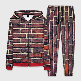 Мужской костюм 3D с принтом Brick Wall в Новосибирске, 100% полиэстер | Манжеты и пояс оформлены тканевой резинкой, двухслойный капюшон со шнурком для регулировки, карманы спереди | pink floyd | кирпичи | паттерн | пинк флойд | стена | узор