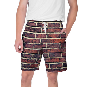 Мужские шорты 3D с принтом Brick Wall в Белгороде,  полиэстер 100% | прямой крой, два кармана без застежек по бокам. Мягкая трикотажная резинка на поясе, внутри которой широкие завязки. Длина чуть выше колен | pink floyd | кирпичи | паттерн | пинк флойд | стена | узор