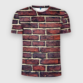 Мужская футболка 3D Slim с принтом Brick Wall в Санкт-Петербурге, 100% полиэстер с улучшенными характеристиками | приталенный силуэт, круглая горловина, широкие плечи, сужается к линии бедра | pink floyd | кирпичи | паттерн | пинк флойд | стена | узор