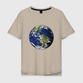 Мужская футболка хлопок Oversize с принтом Земля. Вид из космоса , 100% хлопок | свободный крой, круглый ворот, “спинка” длиннее передней части | earth | green peace | home | вода | земля | климат | космос | планета | природа | сохранение | экология