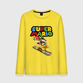 Мужской лонгслив хлопок с принтом Bowser   Super Mario   Nintendo в Тюмени, 100% хлопок |  | bowser | claws | fangs | hero | jaw | super mario | video game | боузер | видеоигра | герой | клыки | когти | пасть | супер марио
