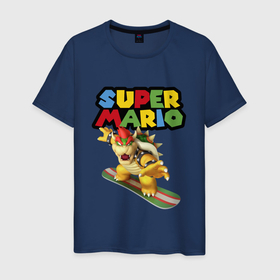 Мужская футболка хлопок с принтом Bowser   Super Mario   Nintendo в Тюмени, 100% хлопок | прямой крой, круглый вырез горловины, длина до линии бедер, слегка спущенное плечо. | bowser | claws | fangs | hero | jaw | super mario | video game | боузер | видеоигра | герой | клыки | когти | пасть | супер марио