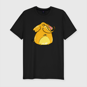 Мужская футболка хлопок Slim с принтом Желтый слон в Петрозаводске, 92% хлопок, 8% лайкра | приталенный силуэт, круглый вырез ворота, длина до линии бедра, короткий рукав | желтый слон | слон | слоненок | слониха | слоны