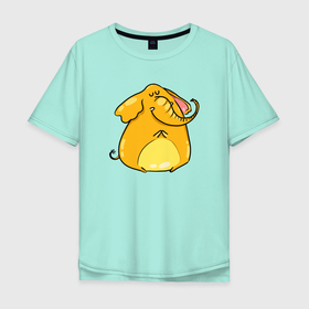 Мужская футболка хлопок Oversize с принтом Желтый слон в Екатеринбурге, 100% хлопок | свободный крой, круглый ворот, “спинка” длиннее передней части | желтый слон | слон | слоненок | слониха | слоны