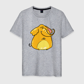 Мужская футболка хлопок с принтом Желтый слон в Екатеринбурге, 100% хлопок | прямой крой, круглый вырез горловины, длина до линии бедер, слегка спущенное плечо. | желтый слон | слон | слоненок | слониха | слоны