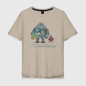 Мужская футболка хлопок Oversize с принтом Титанфол арт Helloween (TITANFALL) , 100% хлопок | свободный крой, круглый ворот, “спинка” длиннее передней части | fall | titan | titanfall | робот | титан | титанфол