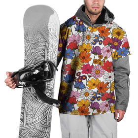 Накидка на куртку 3D с принтом Полевые Цветы на белом фоне в Тюмени, 100% полиэстер |  | лето | поле | полевые цветы | природа | ромашка | цветы