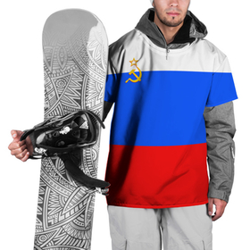Накидка на куртку 3D с принтом Флаг России с серпом и молотом в Новосибирске, 100% полиэстер |  | Тематика изображения на принте: russia | россия | русский | серп и молот | ссср | триколор | флаг россии