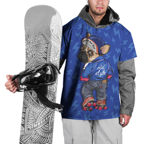 Накидка на куртку 3D с принтом Пёс на роликах в стиле ретро в Белгороде, 100% полиэстер |  | бульдог | животное | модный | пёс | ретро | собака